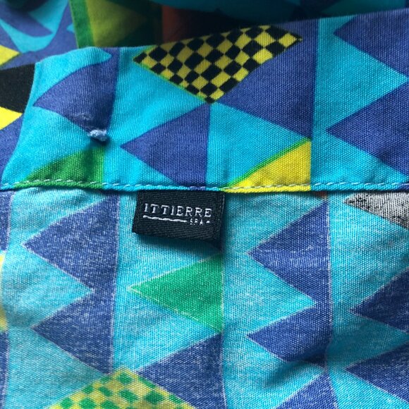 Versace Jeans Couture vintage 1990s rainbow greek key triangle print shirt - Picture 4 of 8